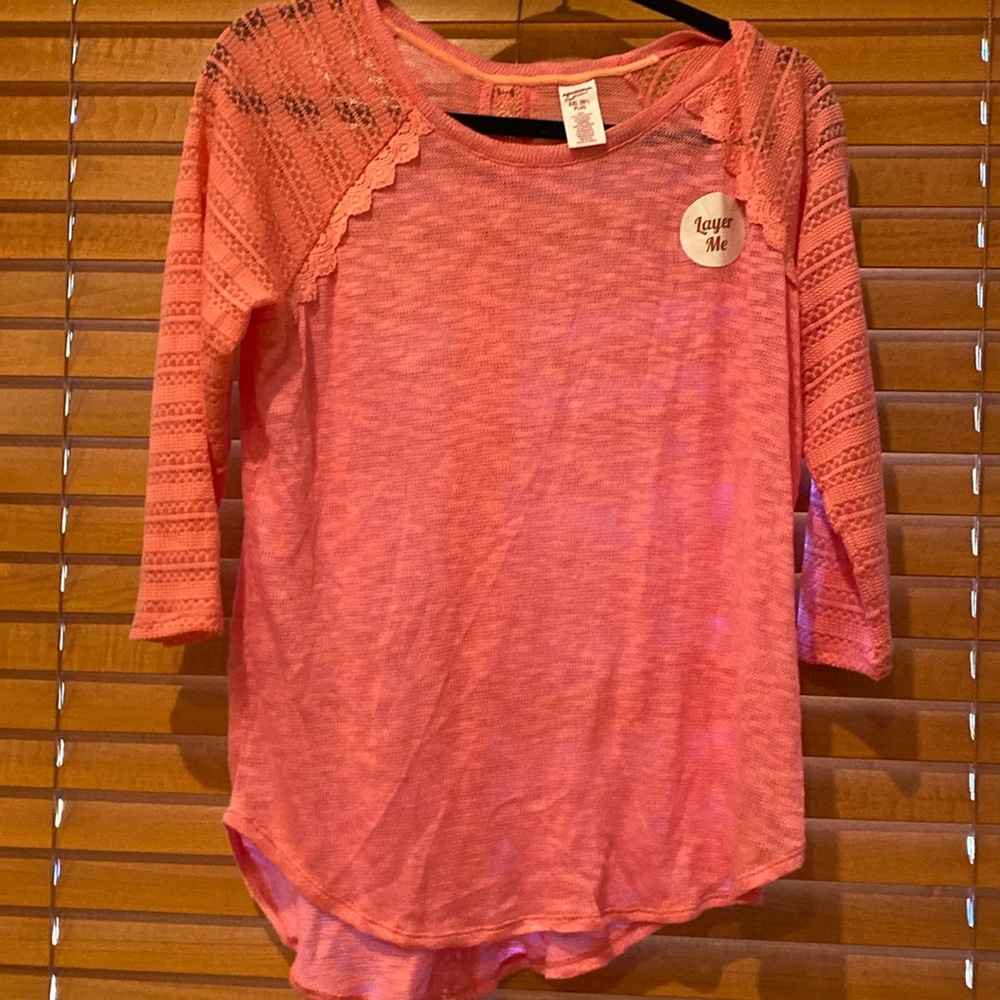 Arizona JeansPink Sheer Blouse 3/4 sleeves- perfect over a tank topsize XXL (a1)